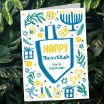Whimsical Cute Dreidel Menorah ANPASSNINGSBAR HANU Helgkort<br><div class="desc">Sötkort för perfekt för ett roligt helgdag kort! Hand skapade konst åt dig! FULLT ANPASSADE! Klicka på "Anpassa" ovan om du vill redigera texten. Klicka på "Redigera med verktyg" för att justera typsnitt, färg och placeringar. (Se även min butik efter alternativ design.) Detta är ett vikat kort, kontrollera om det...</div>