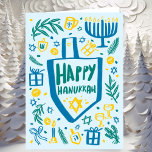Whimsical Cute Dreidel Menorah ANPASSNINGSBAR HANU Helgkort<br><div class="desc">Sötkort för perfekt för ett roligt helgdag kort! Hand skapade konst åt dig! FULLT ANPASSADE! Klicka på "Anpassa" ovan om du vill redigera texten på kortets insida. Klicka på "Redigera med verktyg" för att justera typsnitt, färg och placeringar. (Se även min butik efter alternativ design.) Detta är ett vikat kort,...</div>
