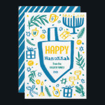 Whimsical Cute Dreidel Menorah ANPASSNINGSBAR HANU Julkort<br><div class="desc">Sötkort för perfekt för ett roligt helgdag kort! Hand skapade konst åt dig! FULLT ANPASSADE! Klicka på "Anpassa" ovan om du vill redigera texten. Klicka på "Redigera med verktyg" för att justera typsnitt, färg och placeringar. (Se även min butik efter alternativ design.) Det här är ett platta kort, kontrollera om...</div>