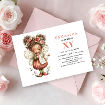 Whimsical Cute Fairy Girl Birthday Pink invitation
