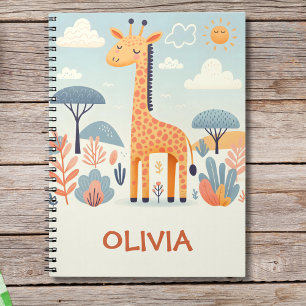 Whimsical Cute Giraffe in Savanna Anteckningsbok