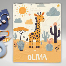 Whimsical Cute Giraffe in Savanna