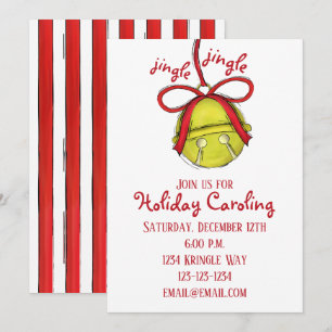 Whimsical Cute Guld Jingle Bell Julfest Inbjudningar