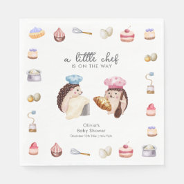 Whimsical Cute Hedgehog Chef Baker Baby Shower  Pappersservett