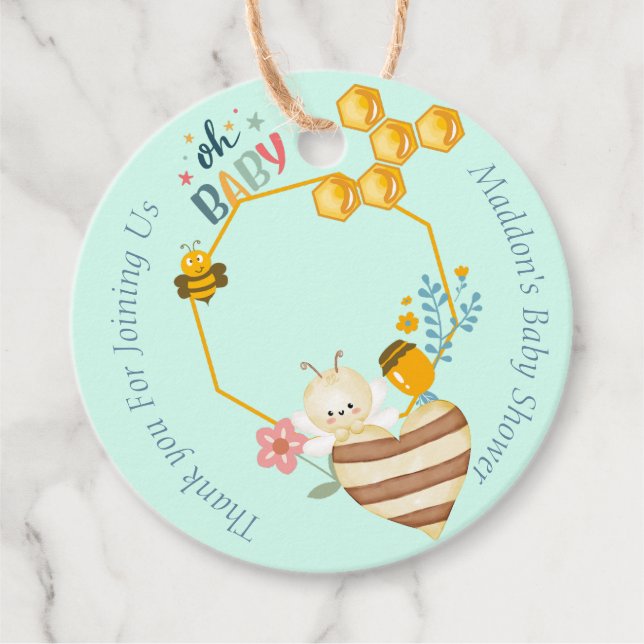 Whimsical Cute Honeycomb personlig Baby Shower Gåvor Etiketter (Framsida)