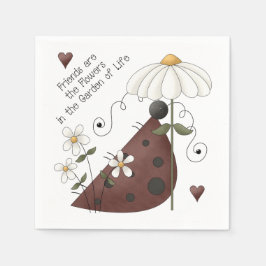 Whimsical Cute Ladybug and Daisy Vänskap Quote Pappersservett