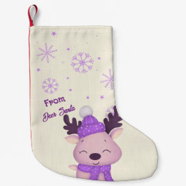 Whimsical Cute Purple Reindeer Christmas Stocking Liten Julstrumpa