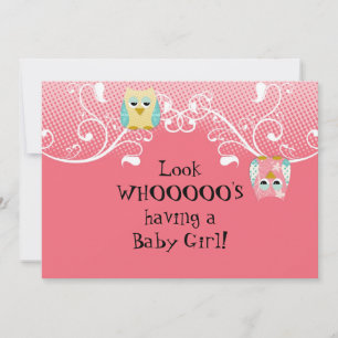 Whimsical Cute Roligt Swirl Uggla Ugglor Baby Show Inbjudningar