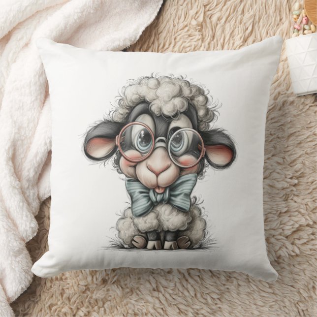 Whimsical Cute Sheep Kudde (Filt)