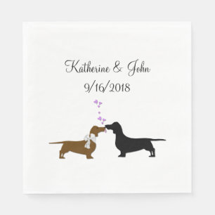 Whimsical Dachshund Bröllop Pappersservett
