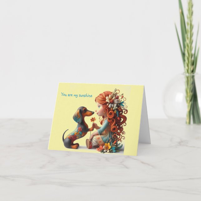 Whimsical Dachshund För Alla Tillfällen Kort (Framsida)