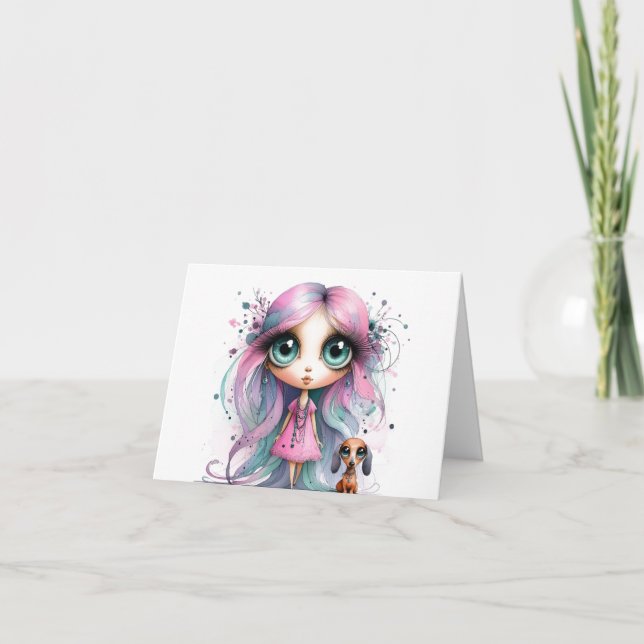 Whimsical Dachshund Hej Card Kort (Framsida)