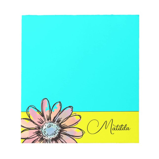 Whimsical Daisy blomma Anpassad text Anteckningsblock (Framsida)
