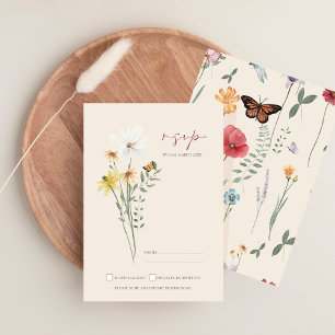 Whimsical Daisy Gult Wildblommor Bröllop OSA Kort
