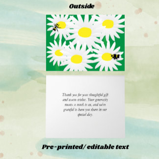 Whimsical Daisy Personlig Notkortsedel Tack Kort