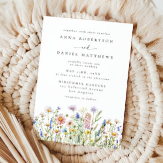 Whimsical Daisy Vildblomma Bröllop Inbjudningar