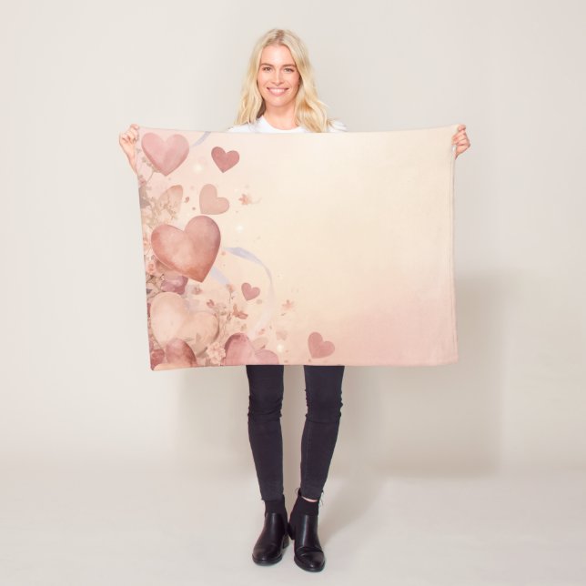 Whimsical Dammig Rosa Hjärtkaskad Abstrakt Fleecefilt (På plats)