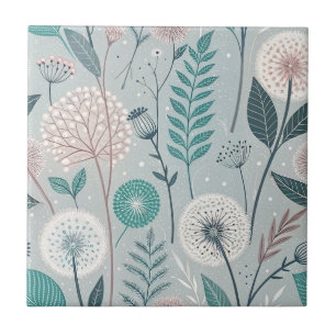 Whimsical Dandelion & Blommigt Folk Art Seamless ( Kakelplatta