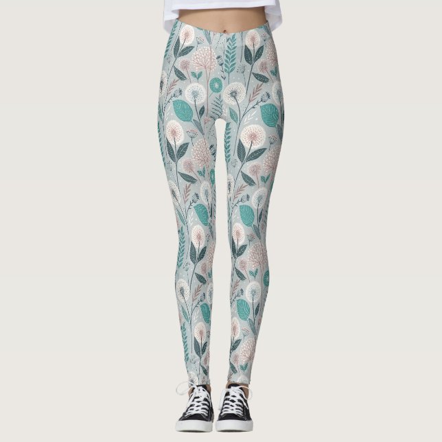 Whimsical Dandelion & Blommigt Folk Art Seamless ( Leggings (Framsida)
