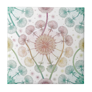 Whimsical Dandelion Breeze - Pastel Botanical Kakelplatta