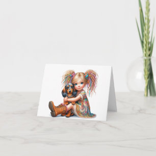Whimsical Dapple Dachshund  Kort