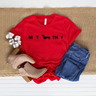 WHIMSICAL Days of the Week Dachshund Red T Shirt