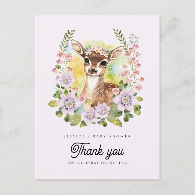 Whimsical Deer  Baby Shower Tack Kort (Framsida)