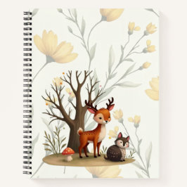 Whimsical Deer & Hedgehog Deluxe Spiral Notebook