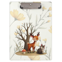 Whimsical Deer & Hedgehog-klippbräda