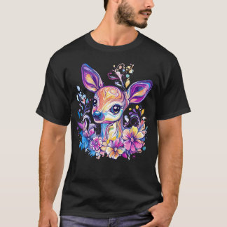 Whimsical Deer Med Färgglada T Shirt