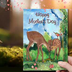 Whimsical Deer Mors Dag Julkort