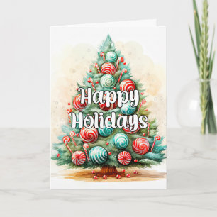 Whimsical Dekorativ Glädjande Julgran Helgkort