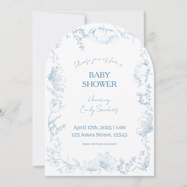 Whimsical Delft Baby Shower Invitation Inbjudningar (Framsida)