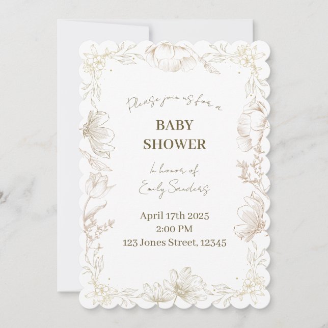 Whimsical Delft Floral Baby Shower | Gender Reveal Inbjudningar (Framsida)