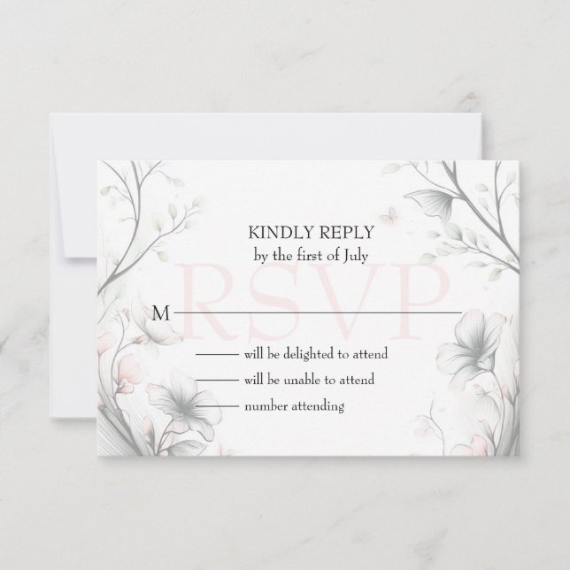 Whimsical Delicate Blush Floral Branch  OSA Kort (Framsida)