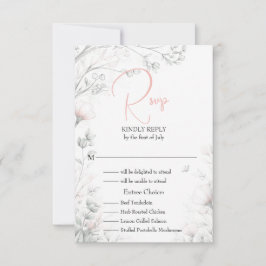Whimsical delikat rosa blomstergren OSA kort