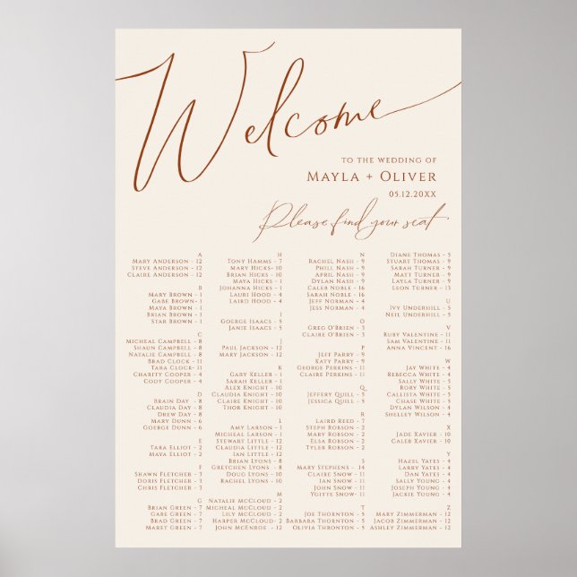 Whimsical Desert | Beige Alfabetisk sittning Poster (Framsidan)