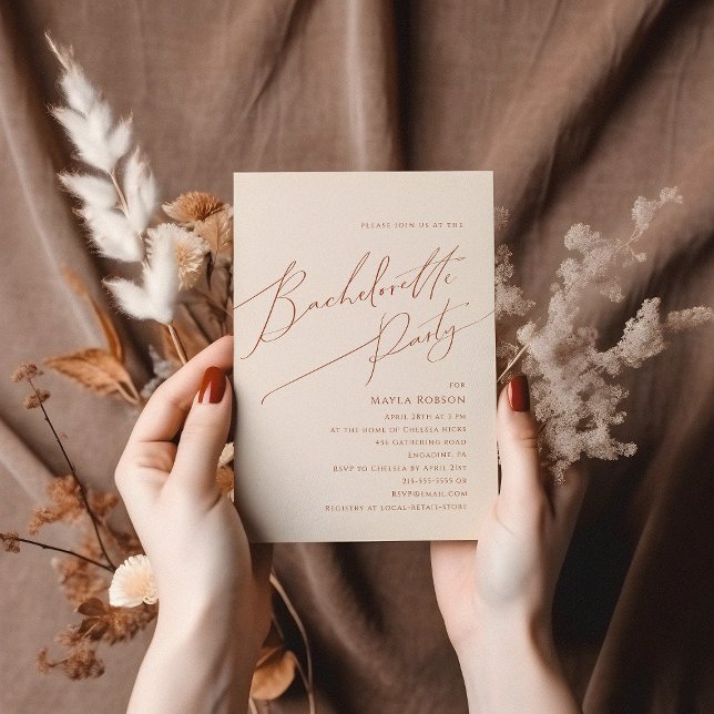 Whimsical Desert | Beige Bachelorette Party Inbjudningar (Skapare uppladdad)
