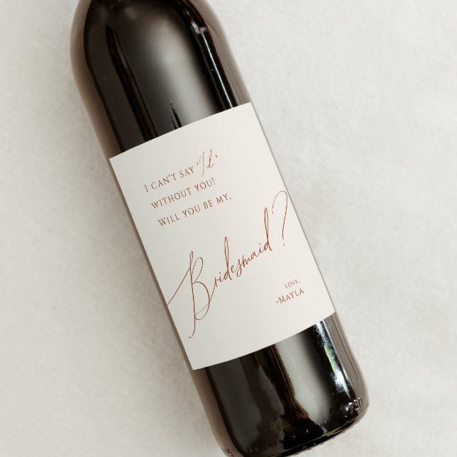 Whimsical Desert | Beige Bridesmaid Frieri Vinflaska Etikett (Skapare uppladdad)