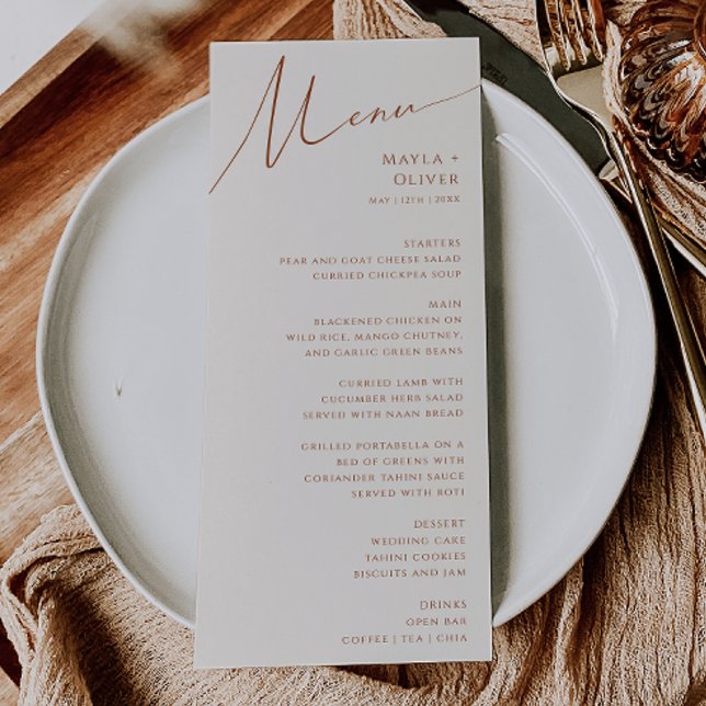 Whimsical Desert | Beige Bröllop Dinner Menu Meny (Skapare uppladdad)