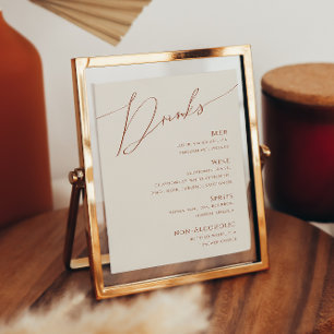 Whimsical Desert Beige Bröllop Drinks Menu Poster