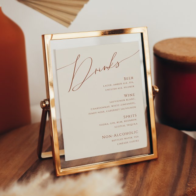 Whimsical Desert | Beige Bröllop Drinks Menu Poster (Skapare uppladdad)