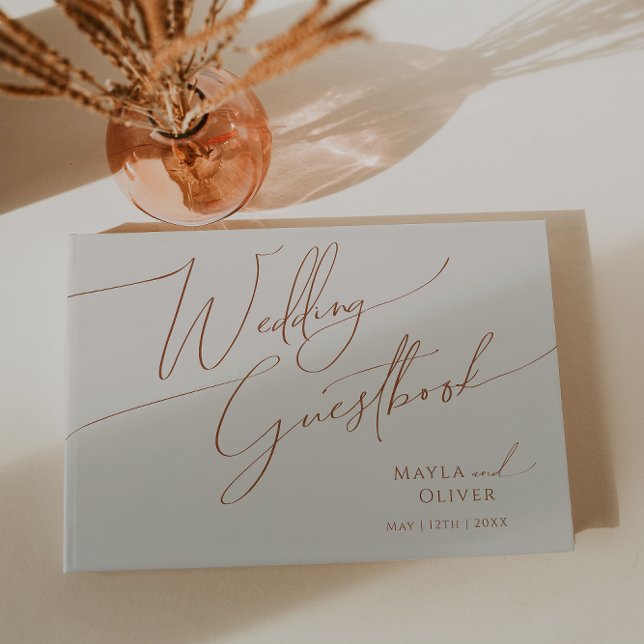 Whimsical Desert | Beige Bröllop Guestbook Gästböcker (Skapare uppladdad)