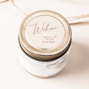 Whimsical Desert Beige Bröllop Välkommen Runt Klistermärke