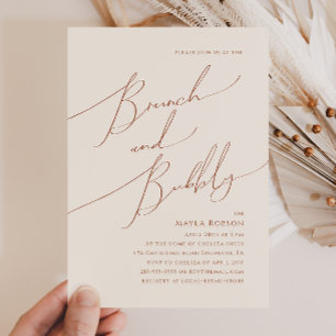 Whimsical Desert Beige Brunch och Bubly Inbjudningar