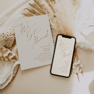 Whimsical Desert   Beige Elopement Notice Inbjudningar