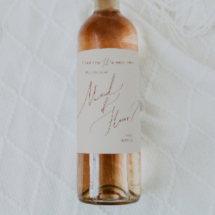 Whimsical Desert Beige Maid of honor Frieri Vinflaska Etikett