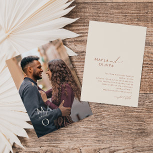 Whimsical Desert   Beige Monogram Photo Bröllop Inbjudningar