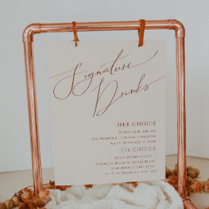 Whimsical Desert   Beige Namnteckning Drinks Sign Poster