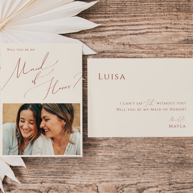 Whimsical Desert | Beige Photo Maid of honor Card Inbjudningar (Skapare uppladdad)